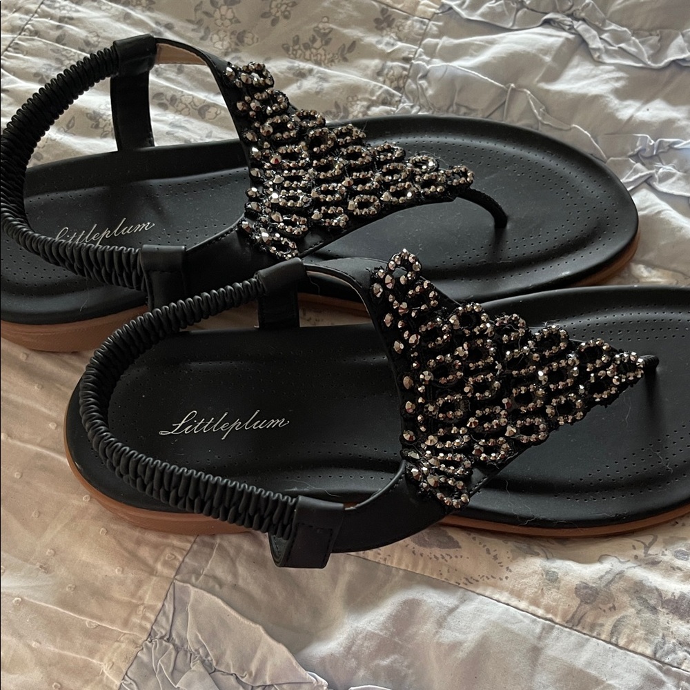 Black Beaded Women's Sandals